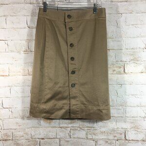 J Crew Women’s Pencil Skirt Size 6 Tan Button Front Midi Casual Party Summer